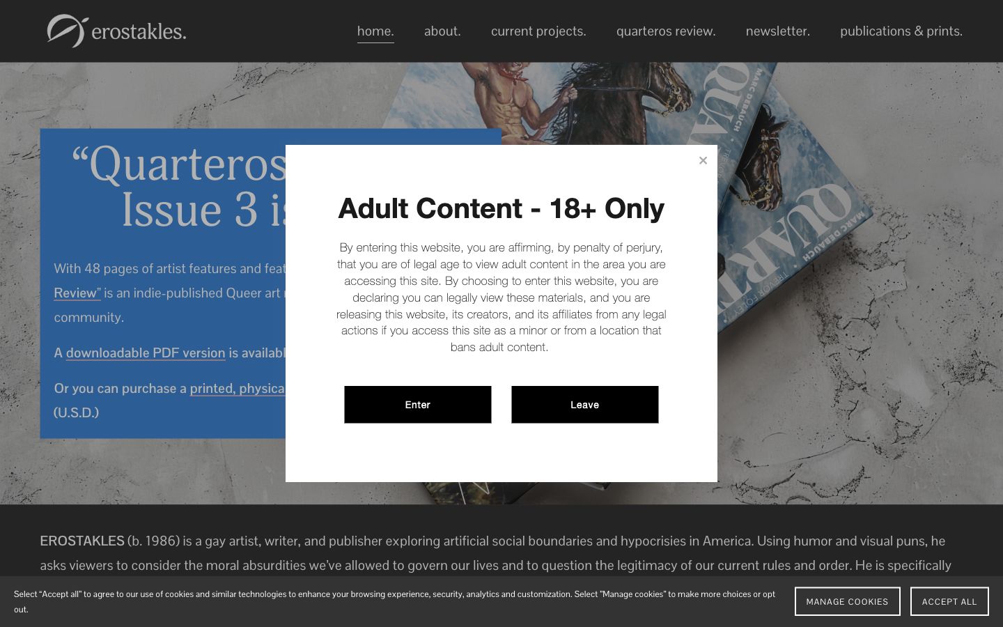 Screenshot preview of Erostakles’s website