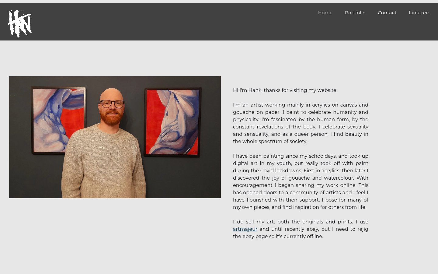 Screenshot preview of Hank Wandle’s website